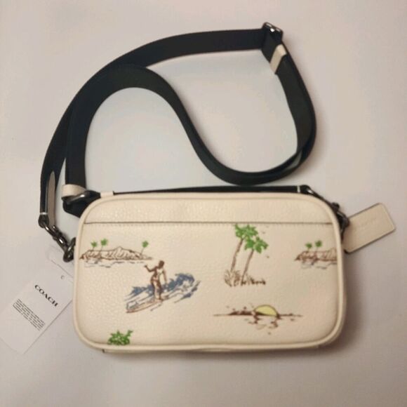 NWT COACH CBI35 Jayden Crossbody Bag Surf Print Refined Pebble Leather Chalk - Picture 3 of 8